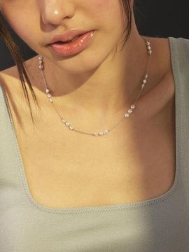 eenie beenie Triple Heart Pearl Necklace ENJ24NW008