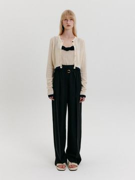 EENK Belted Tuck Wide Pants [Black]