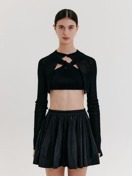 EENK Cropped Knit Cardigan [Black]