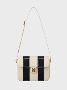 EENK HESTIY Color Blocked Square Shoulder Bag [Ivory/Black]