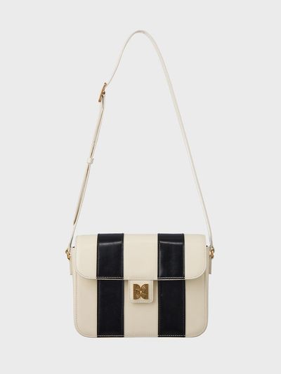 EENK HESTIY Color Blocked Square Shoulder Bag [Ivory/Black]
