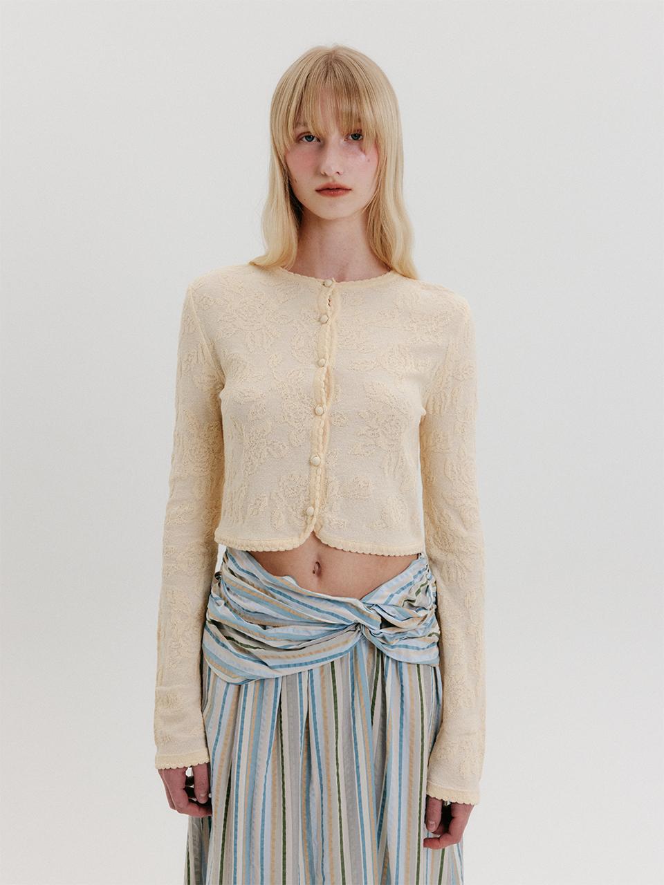 EENK Jacquard Pattern Cardigan [Cream]