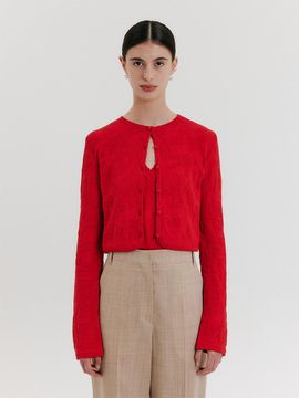 EENK Jacquard Pattern Cardigan [Red]