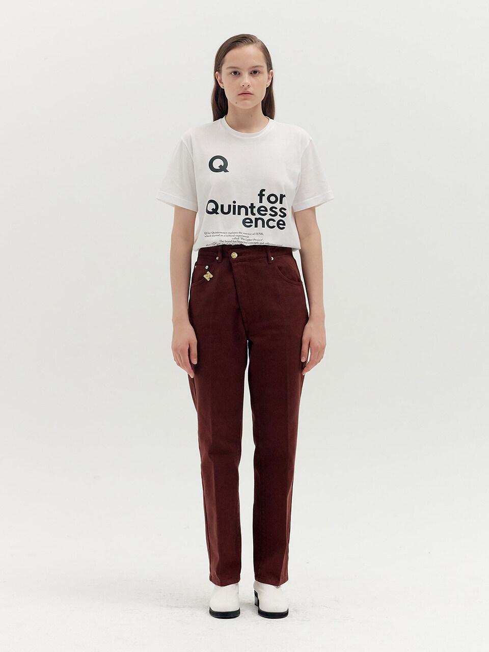 EENK QENEVA Asymmetric Front Denim Pants_Brown