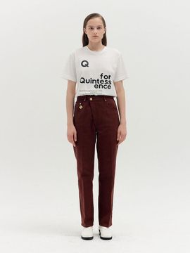 EENK QENEVA Asymmetric Front Denim Pants_Brown