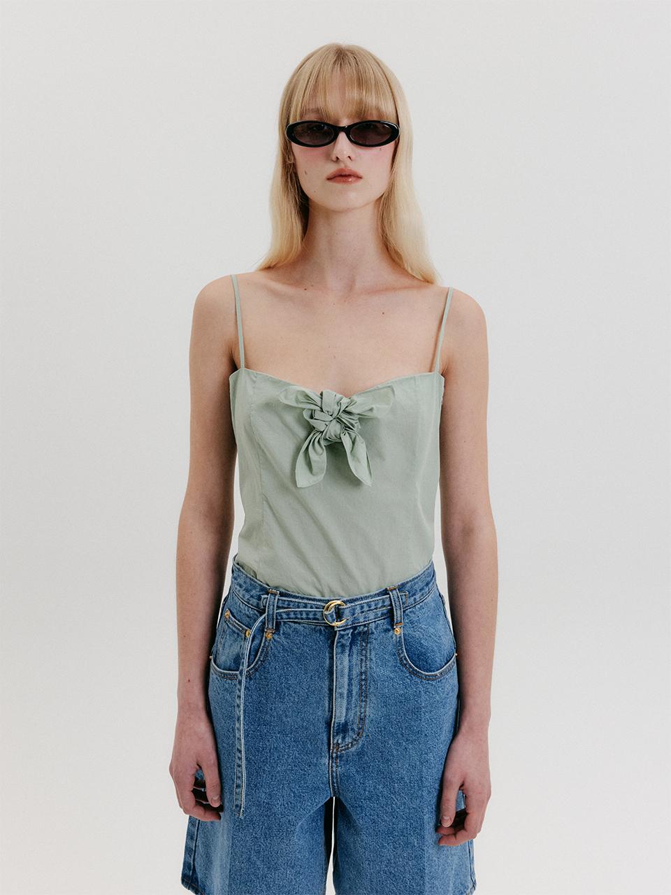 EENK Scarf Knotted Top Blouse [GREEN]