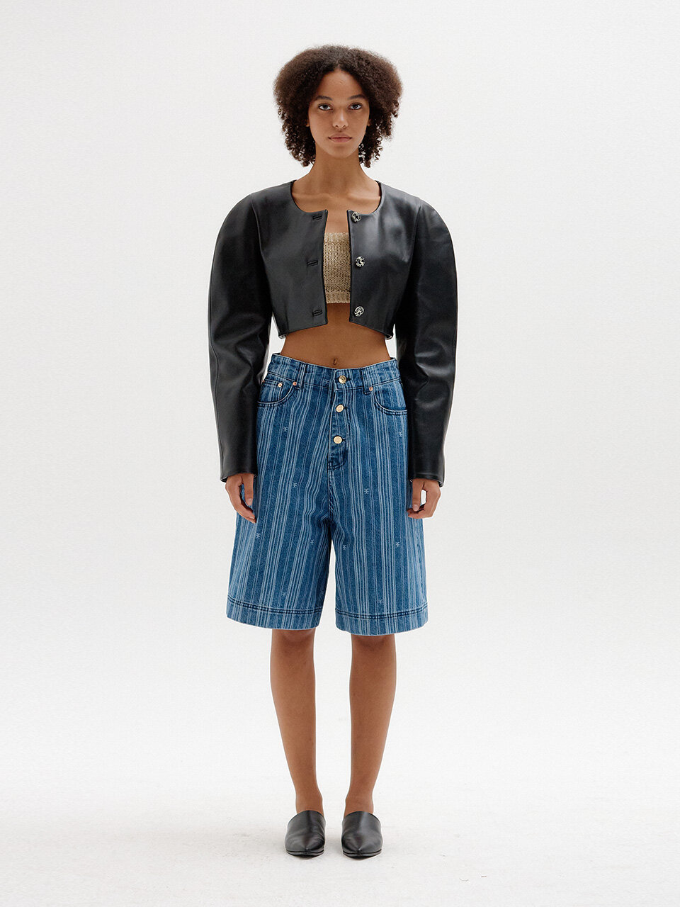 EENK SICO Denim Bermuda Shorts (Blue Stripe)