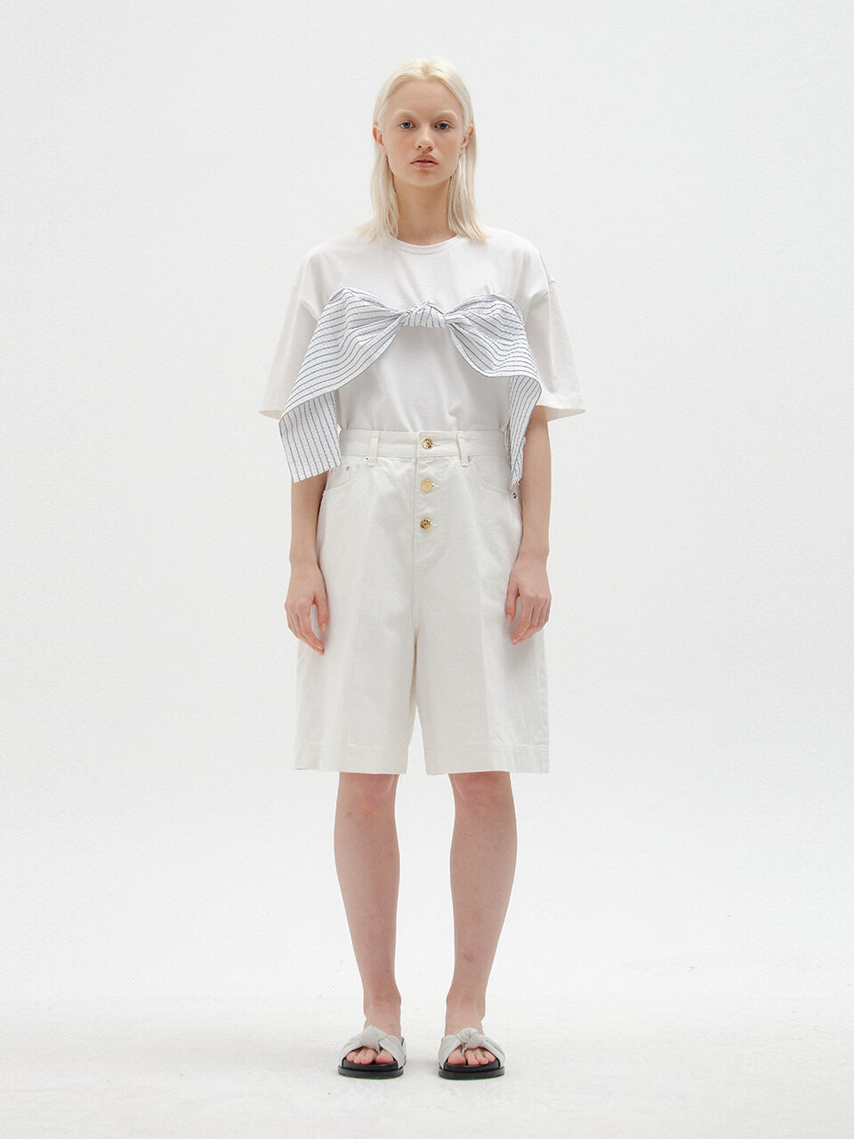 EENK SICO Denim Bermuda Shorts (White)