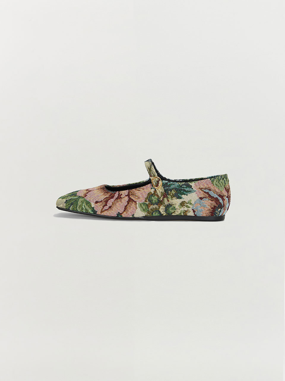 EENK Tata Square Toe Mary Jane Flats - Beige/Multi