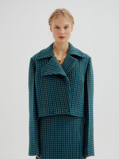 EENK TEM Short Check Jacket _Green Multi