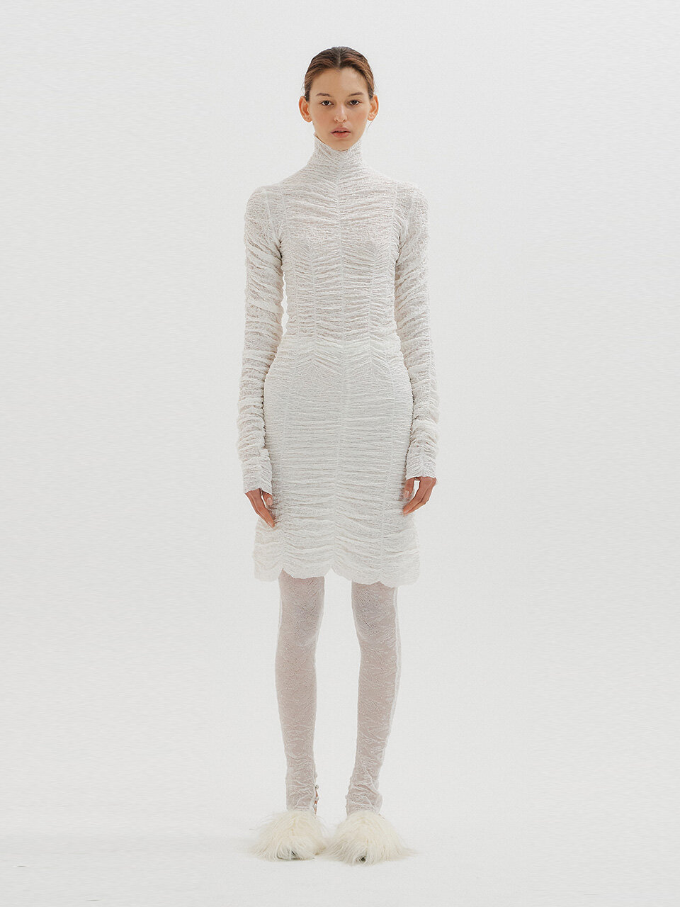 EENK THING Lace Jacquard Leggings (White)