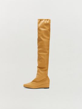 EENK TIA Leather-Trimmed Thigh High Boots - Beige