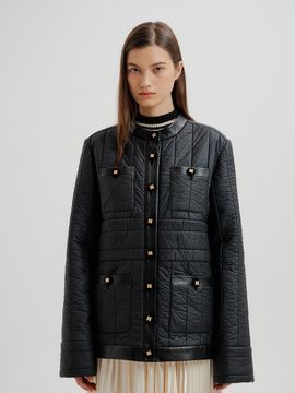 EENK TOVE Quilted Down Jacket With Logo Buttons_ Black