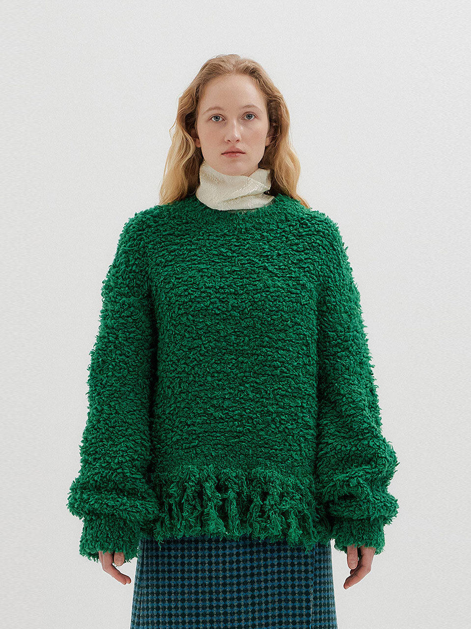 EENK TREE Fringed Knit Pullover_Green