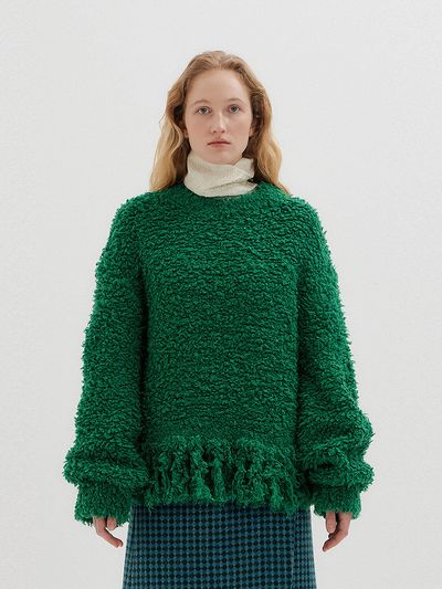 EENK TREE Fringed Knit Pullover_Green