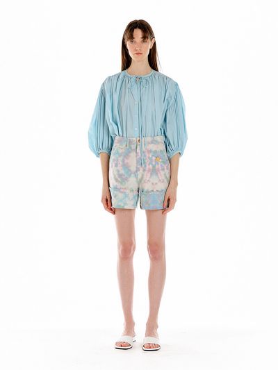 EENK UCO Denim Biker Shorts - White/Pink/Blue Multi