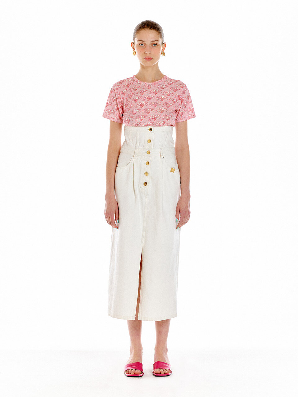 EENK UPLIFT High-Rise Denim Skirt (White)