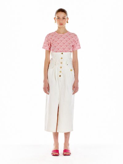 EENK UPLIFT High-Rise Denim Skirt (White)
