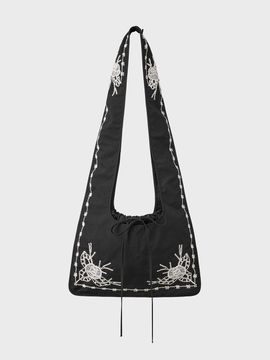 EENK Valentine Embroidery Recycled Nylon Shoulder Bag [Black]