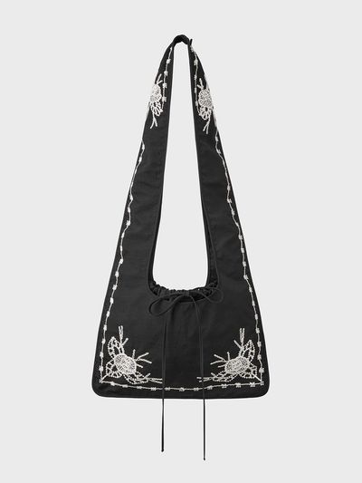 EENK Valentine Embroidery Recycled Nylon Shoulder Bag [Black]