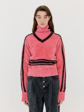 EENK Varina Paneled Knit Pullover _ Pink Brown