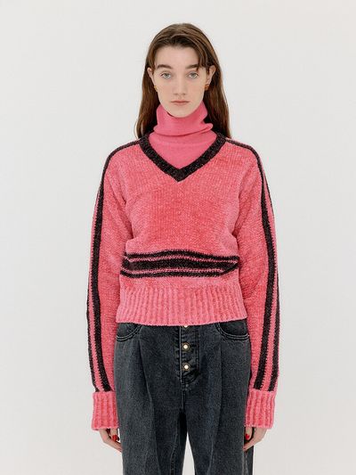 EENK Varina Paneled Knit Pullover _ Pink Brown