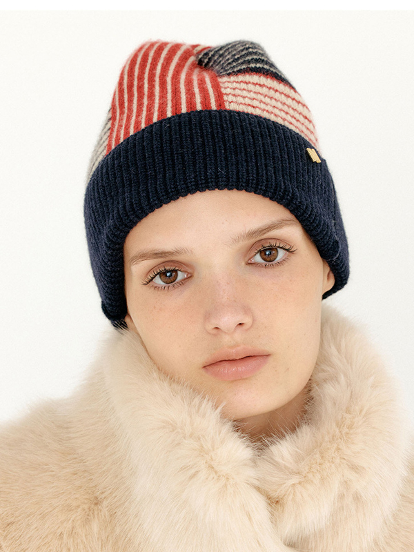 EENK VEENIE Paneled Stripe Beanie - Multi color