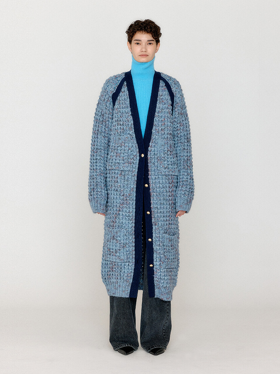 EENK Vicotta Bolero Layered Long Cardigan _ Sky Blue