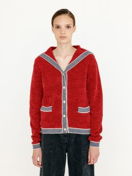 EENK Vihanna Sailor Collar Knit Cardigan _ Red