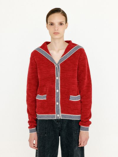 EENK Vihanna Sailor Collar Knit Cardigan _ Red