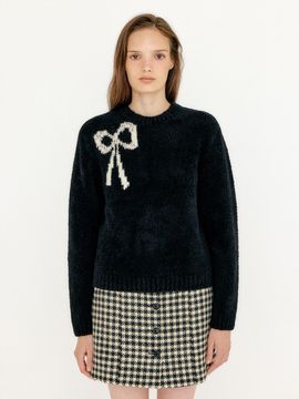 EENK Vobina Fleece Ribbon Knit Pullover _Black