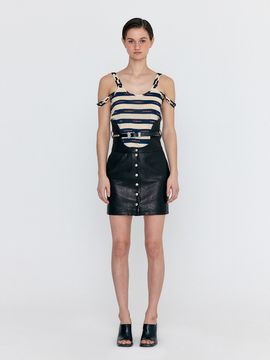 EENK WEBRINA Corset High-rise Leather Mini Skirt_Black