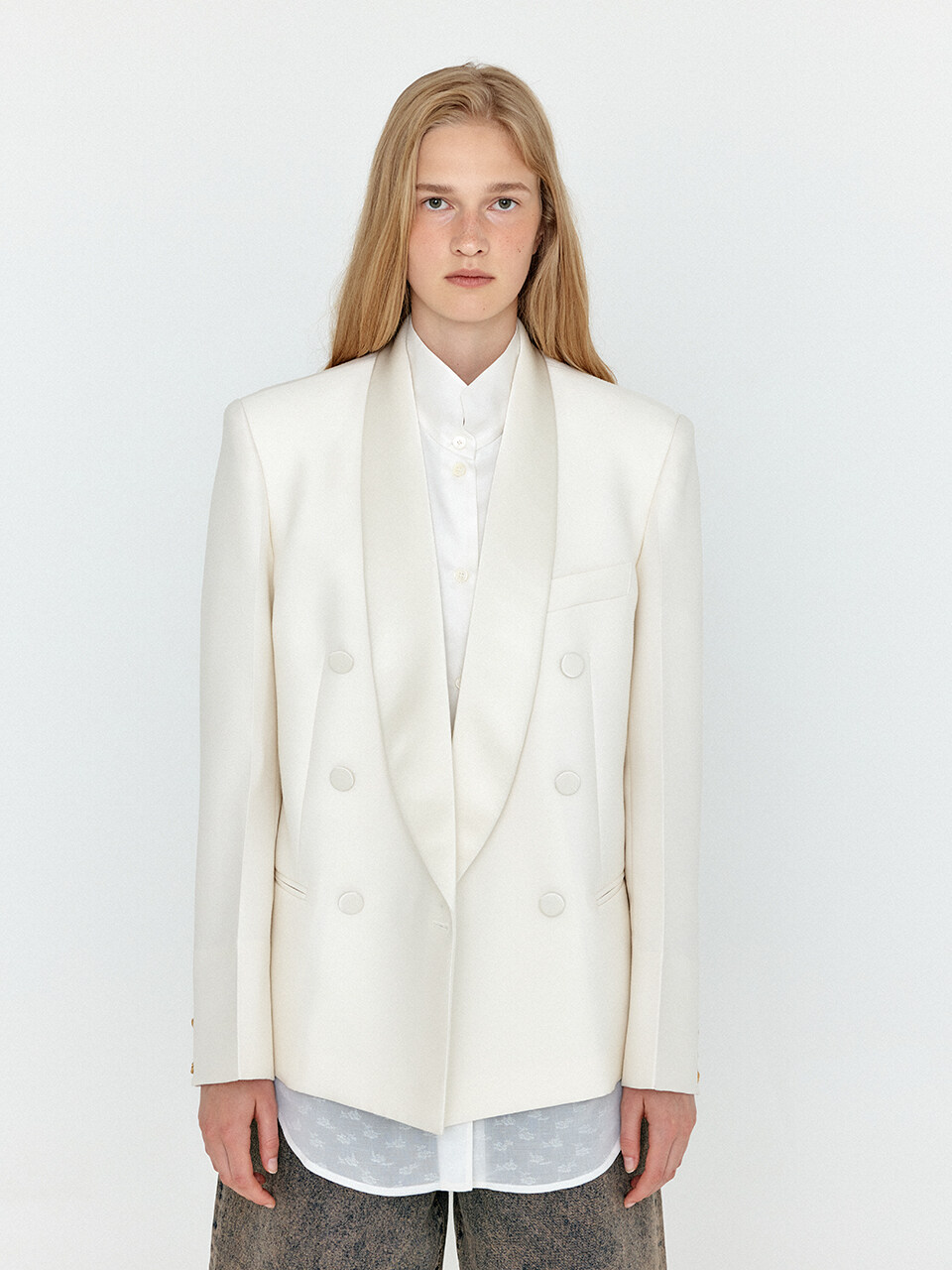 EENK WELL Double Breasted Tuxedo Blazer