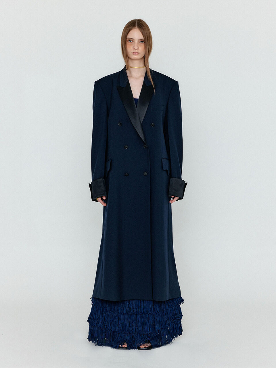 EENK WELLY Double-breasted Long Coat_Navy