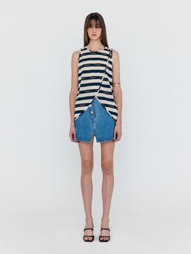 EENK Weneta Asymmetric Front Denim Mini Skirt_Denim Blu