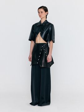 EENK WERO Buttoned Leather Mini Skirt_Black