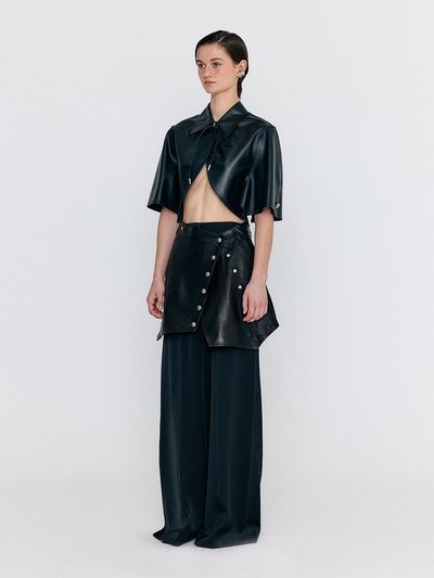 EENK WERO Buttoned Leather Mini Skirt_Black