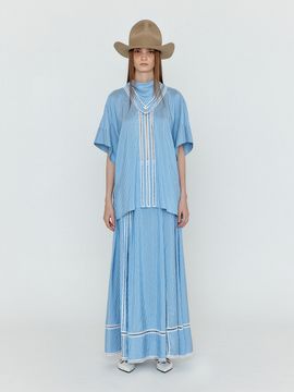 EENK WICOLE Flared Maxi Skirt_Skyblue Stripe