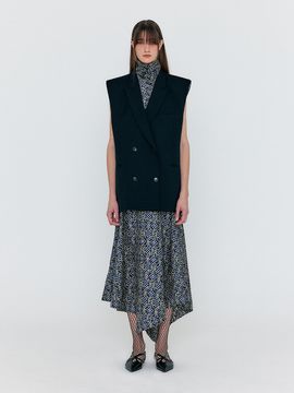 EENK WOLIKA Asymmetric Hem Skirt_Navy Multi