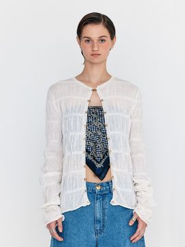 EENK WOLLYN Shirred Knit Cardigan