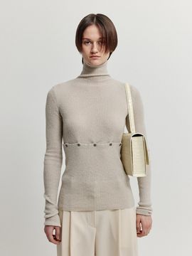 EENK XEEP Separable Knit Turtleneck - Beige