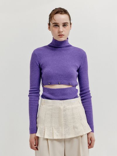 Eenk Xeep Separable Knit Turtleneck Purple