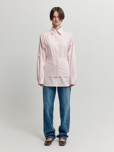 EENK XIRT Oversized Shirt With Skirt Belt - Light Pink