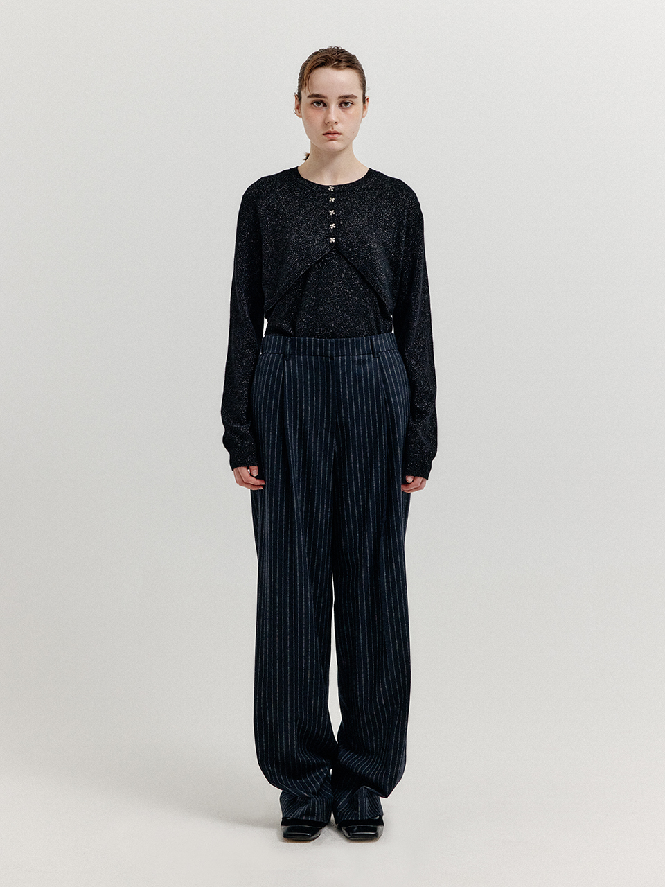 EENK XOLO Bolero Layered Knit Top - Black