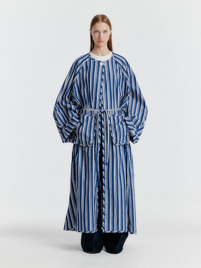 EENK Yeda Detachable Pocket Belt Coat - Navy