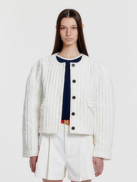 EENK YELLY Short Textured Single Jacket - White