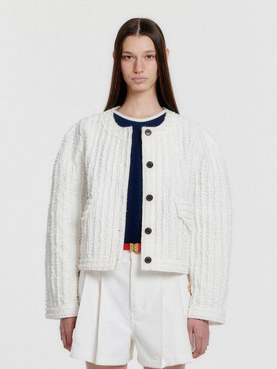 EENK YELLY Short Textured Single Jacket - White