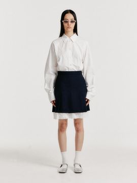 EENK YENDEL Mini Pleats Skirt with Lace Lining_Navy