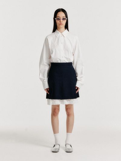 EENK YENDEL Mini Pleats Skirt with Lace Lining_Navy