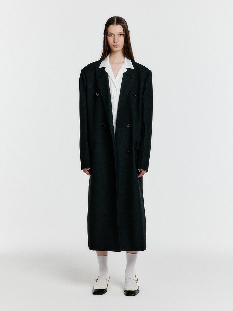 EENK YENNA Asymmetric Long Jacket - Black